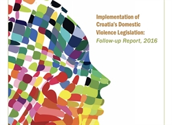 [ai] A colorful abstract illustration of a face in profile with various shapes and patterns, alongside the text "Implementation of Croatia's Domestic Violence Legislation: Follow-up Report, 2016."